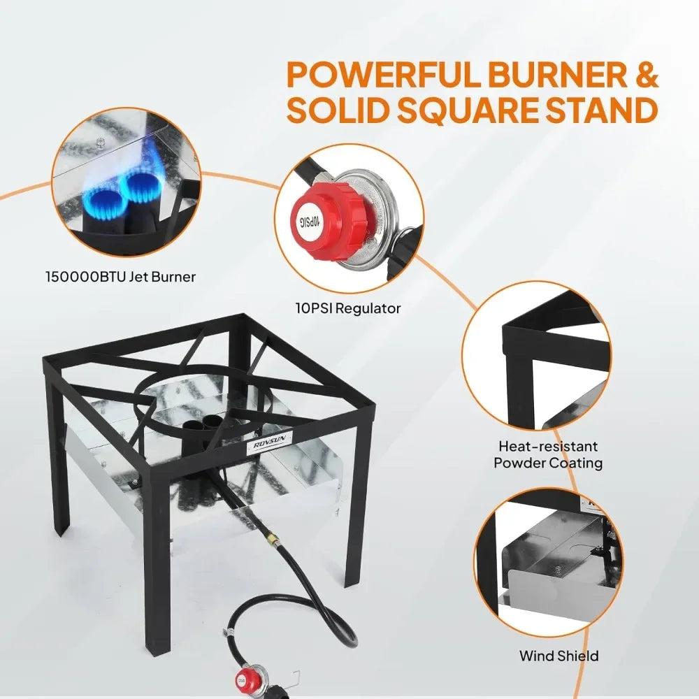 Turkey Fryer with Aluminum Boiler Steamer Basket & 150,000BTU Propane Burner