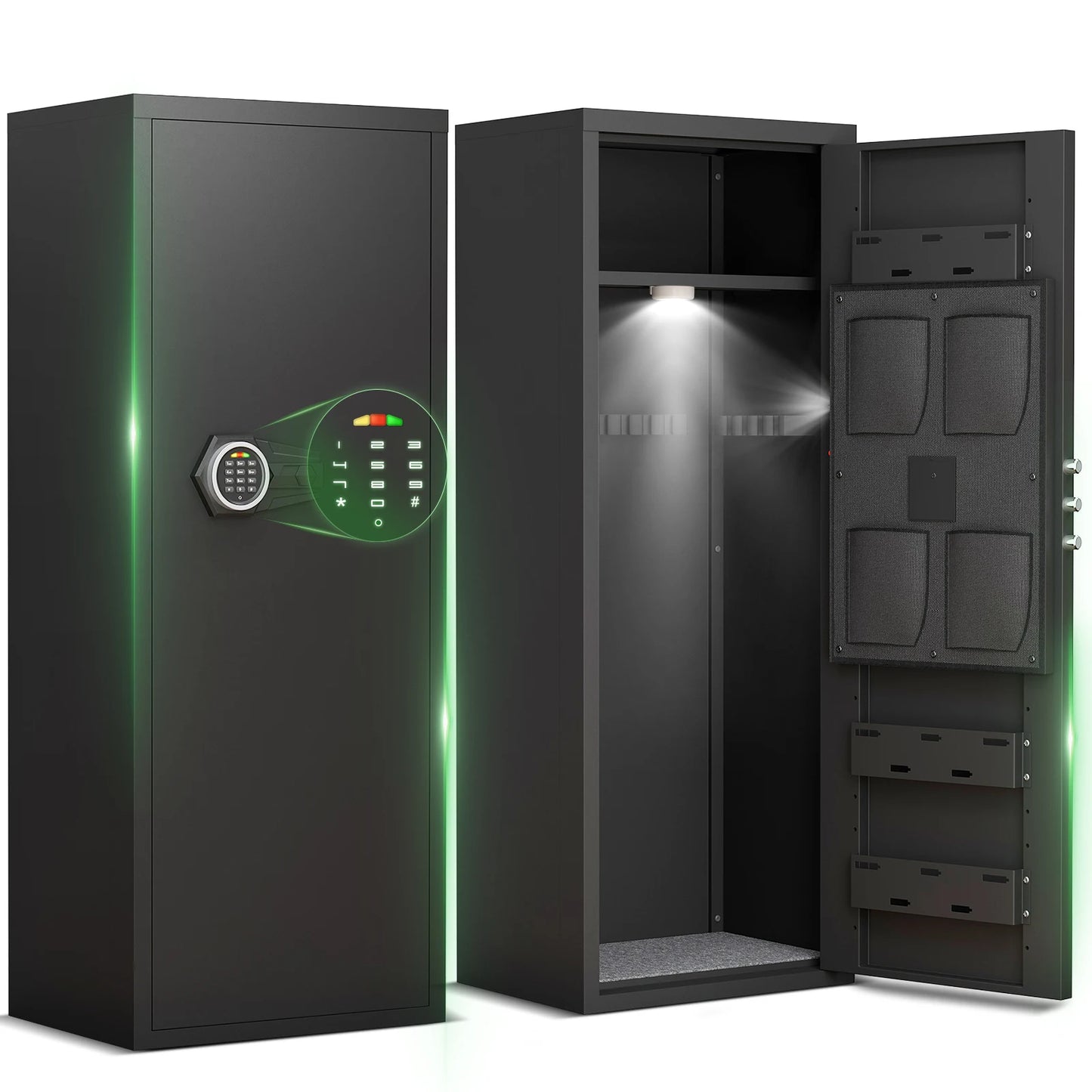 kavey Gun Safe with Removable Shelf and 3 Magnetic Gun Slots