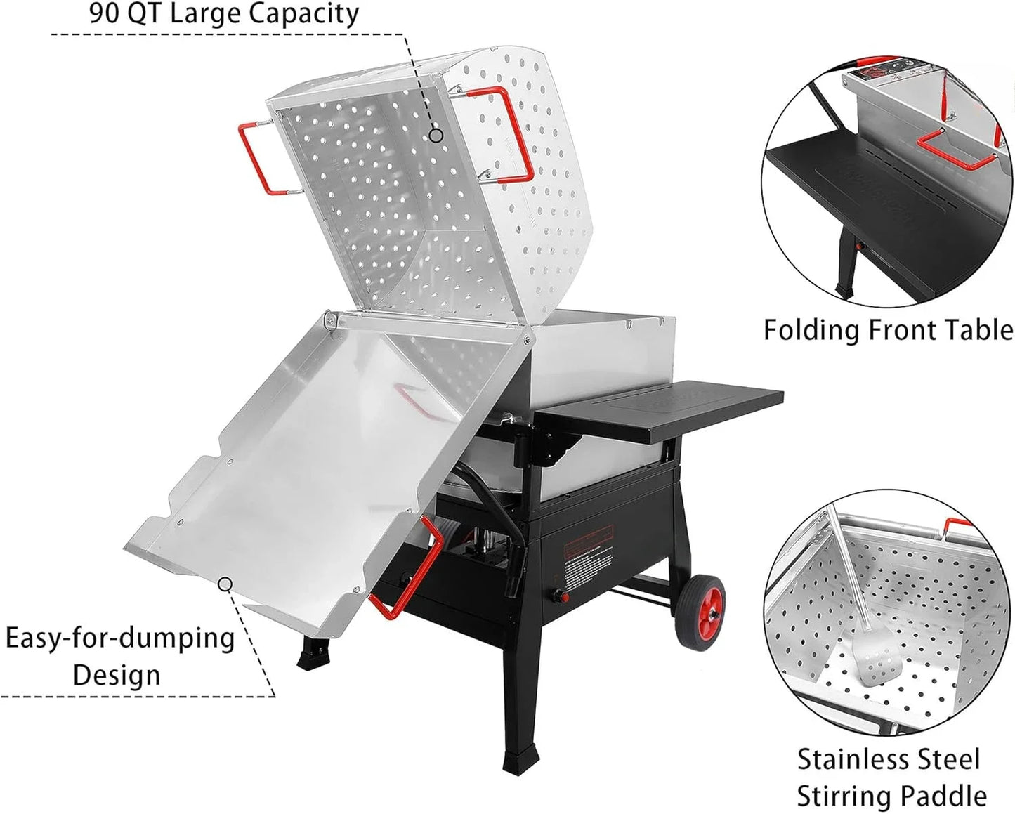 HOME 90QT Crawfish Boiler, Outdoor Single Sack Propane Gas Cooker with Folding Cylinder