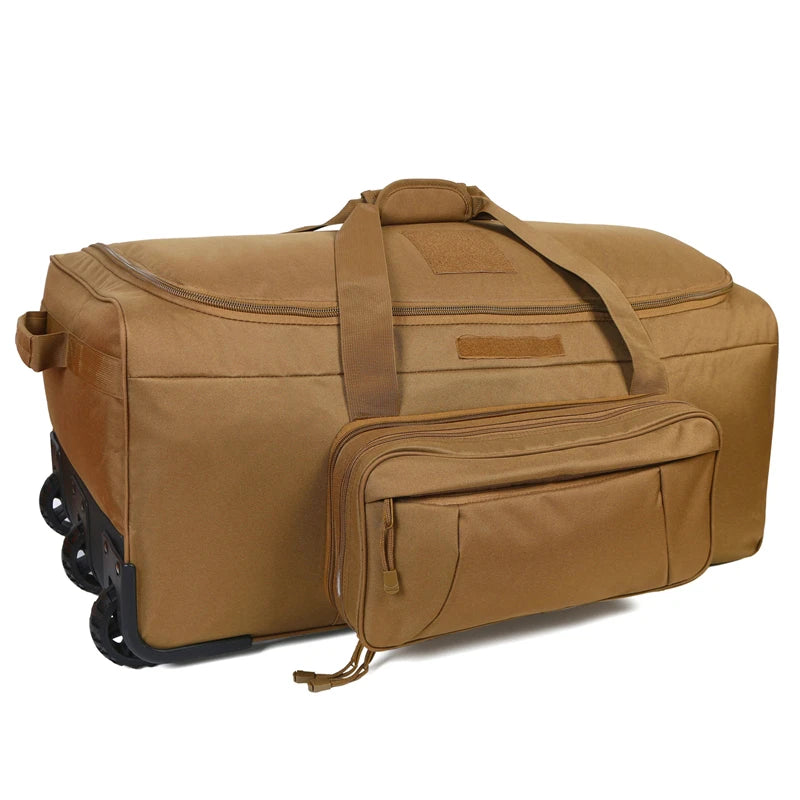 Large Capacity Military Tactical Travel Bag Wheeled Deployment