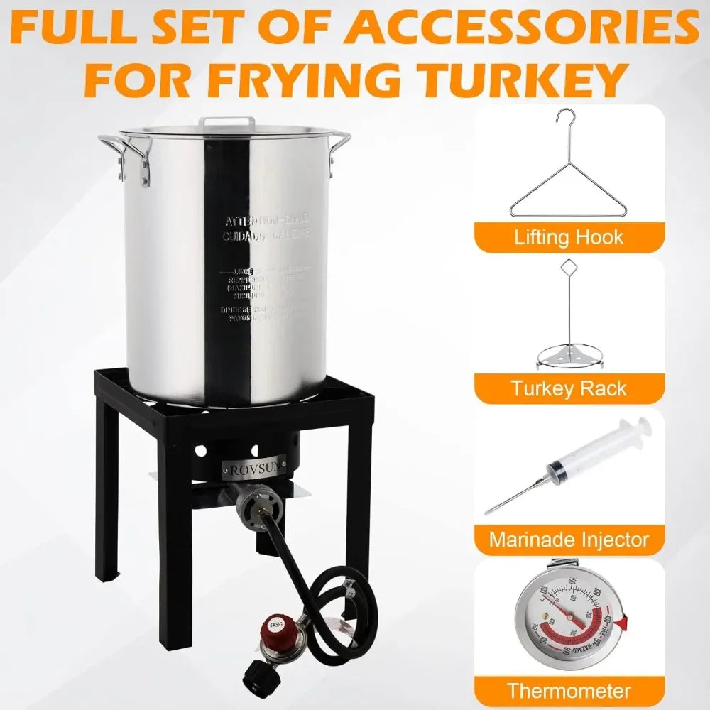 Outdoor Deep Fryer & Seafood Crawfish Boiler 55000BTU Propane Burner,