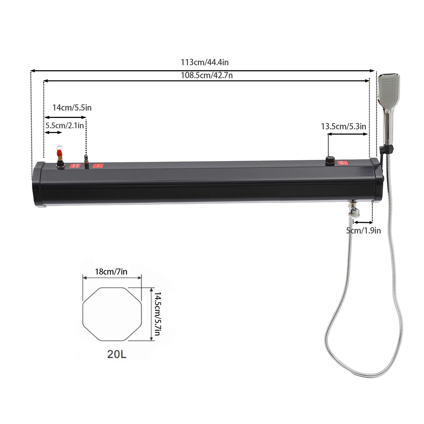 Portable Pressurized Camping Shower - 5L Water Tank with Handheld Showerhead