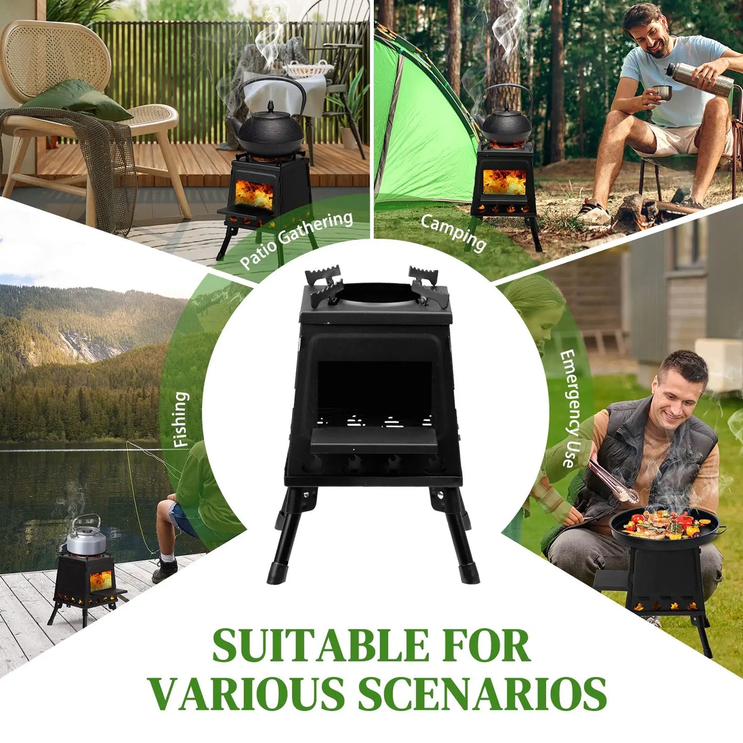 Compact 27x27x34cm Wooden Camping Stove