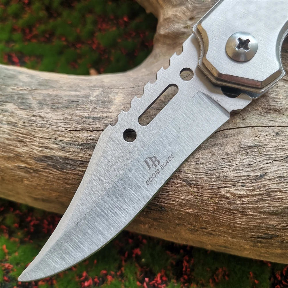Folding Blade w/ LED light Wooden Handle