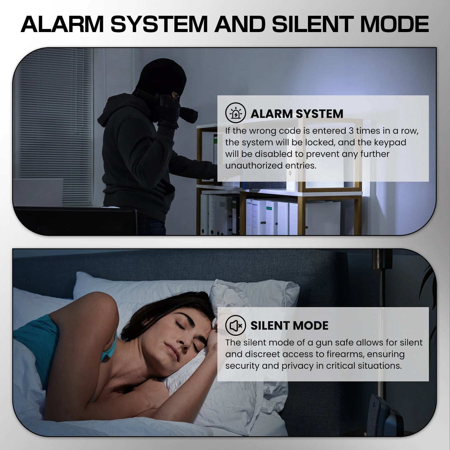 3 Gun Safe, Quick Access Rifle Gun Safe with Silent Mode and Alarm System