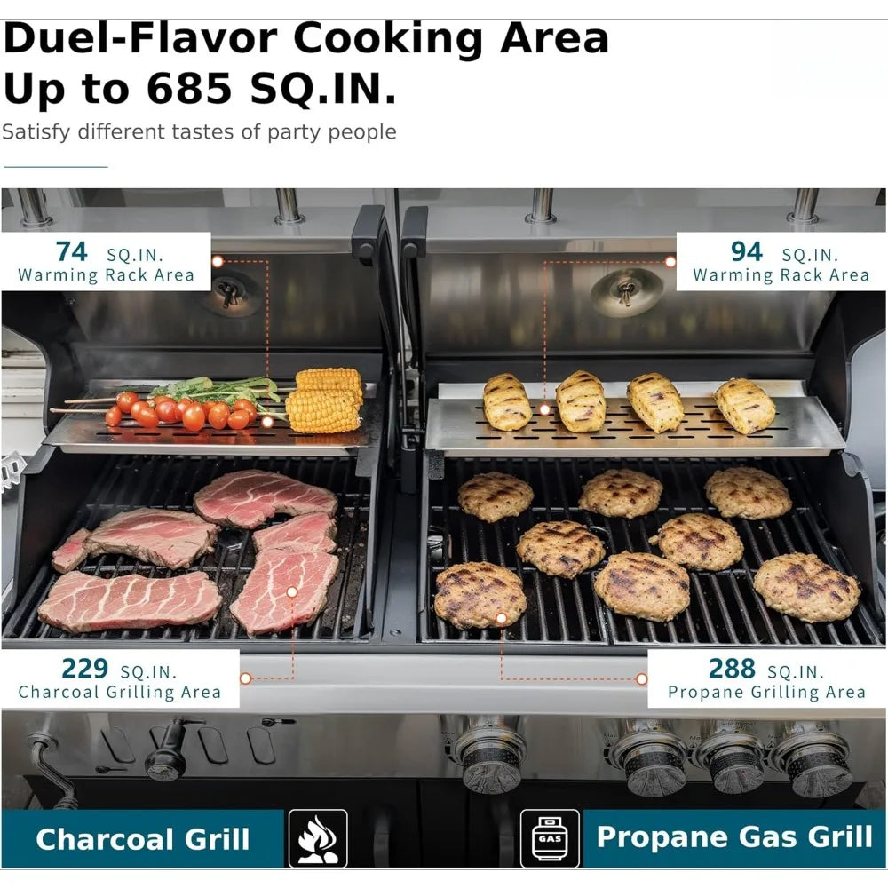 Gas and Charcoal Grill Combo