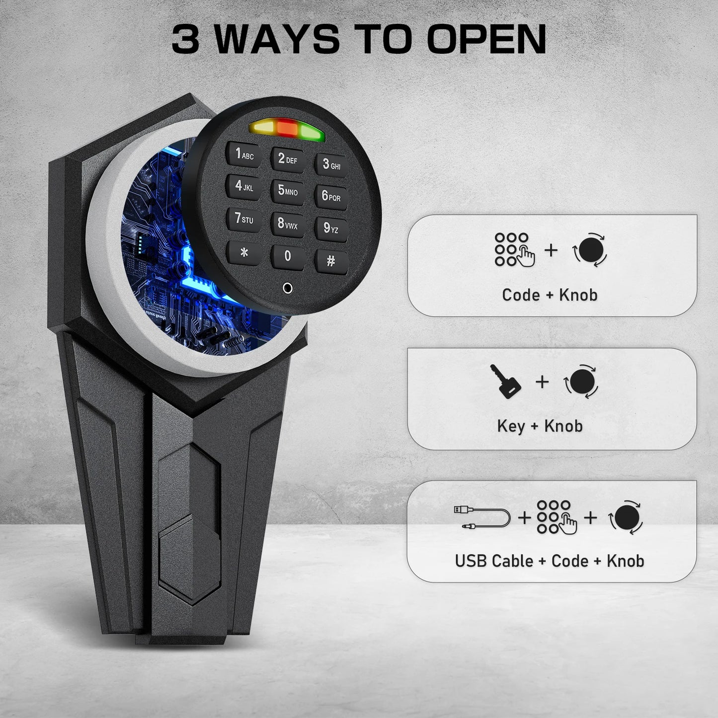 3 Gun Safe, Quick Access Rifle Gun Safe with Silent Mode and Alarm System