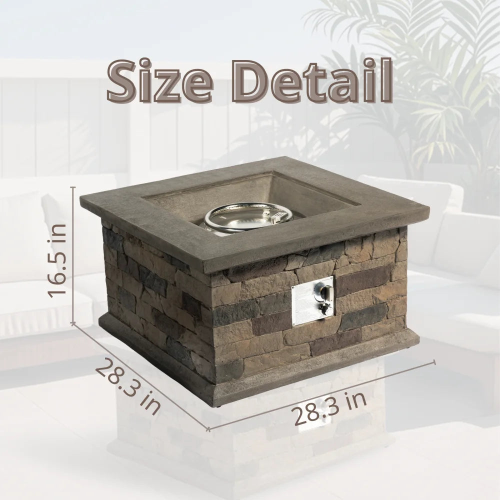 Outdoor Propane Fire Pit Table 28-inch stone look