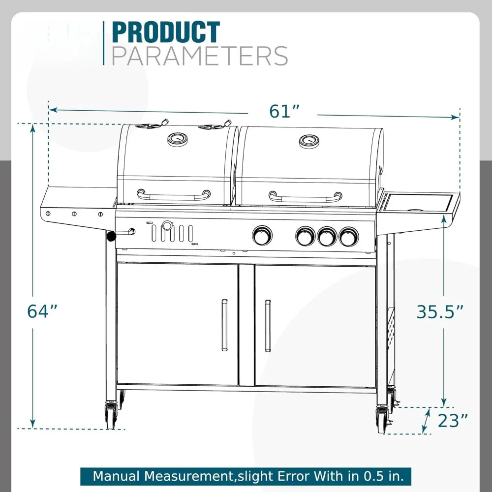 Gas and Charcoal Grill Combo
