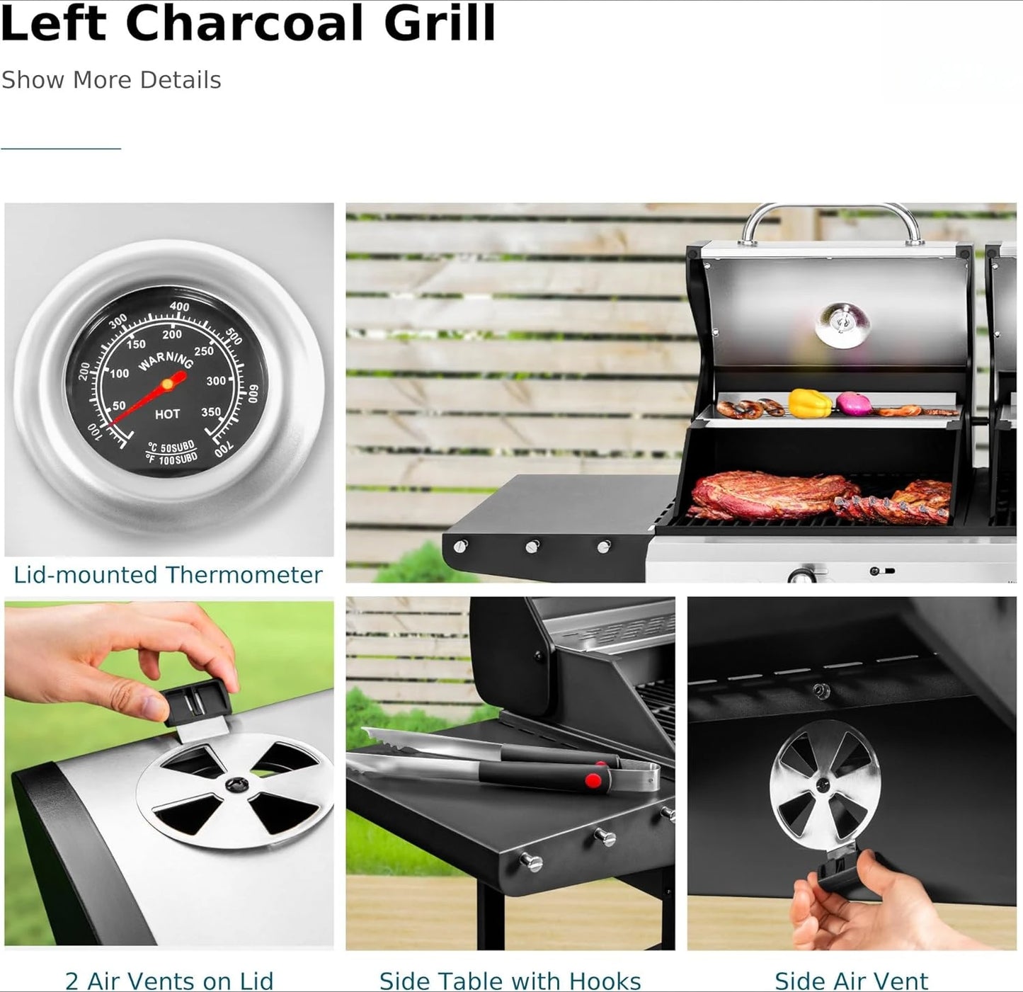 Gas and Charcoal Grill Combo