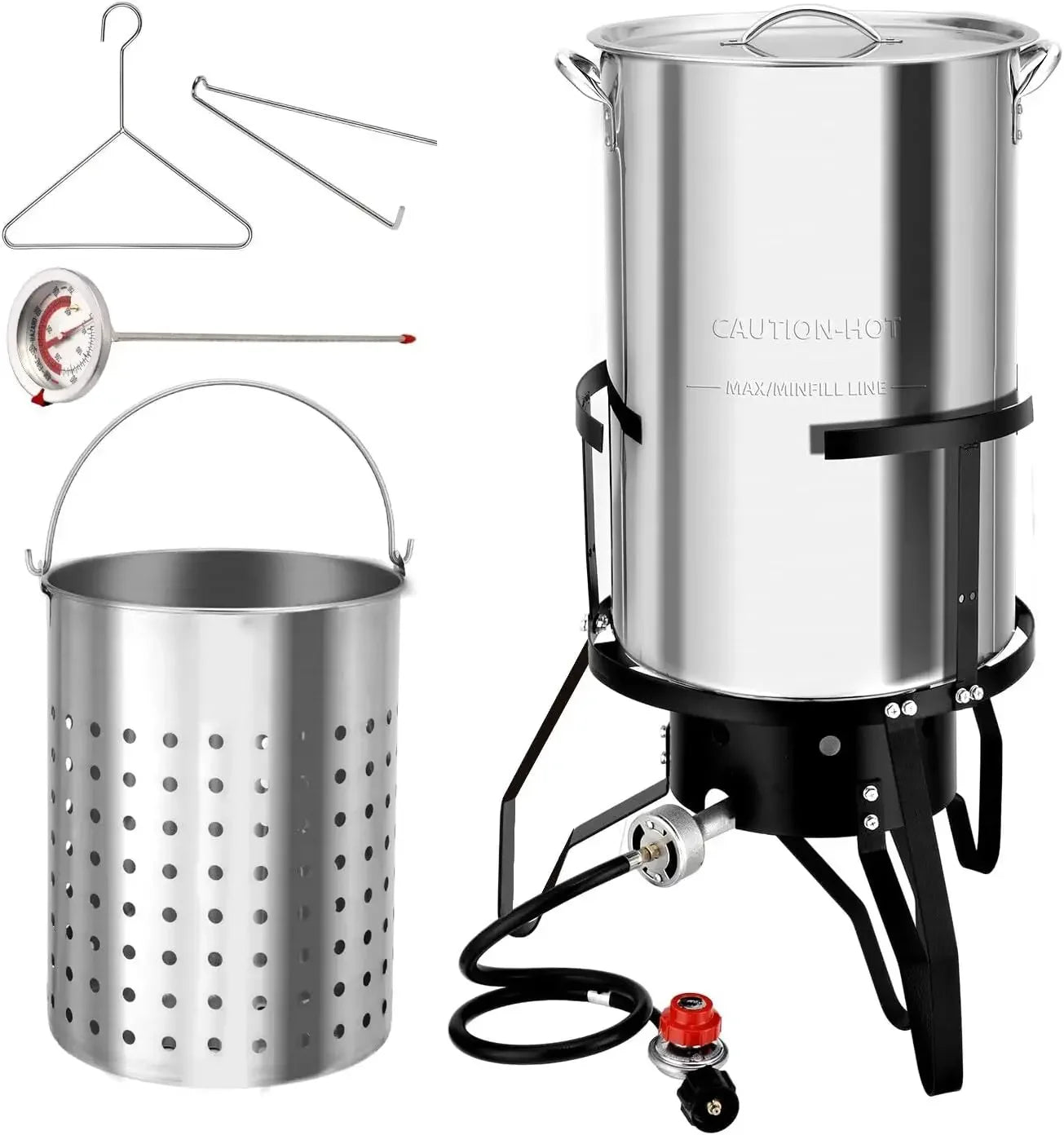 Turkey Fryer with Aluminum Boiler Steamer Basket & 150,000BTU Propane Burner