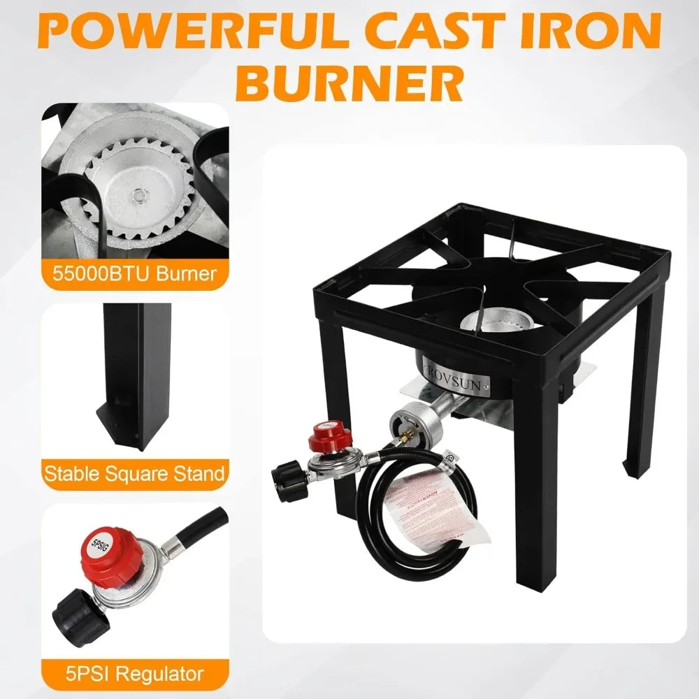 Outdoor Deep Fryer & Seafood Crawfish Boiler 55000BTU Propane Burner,