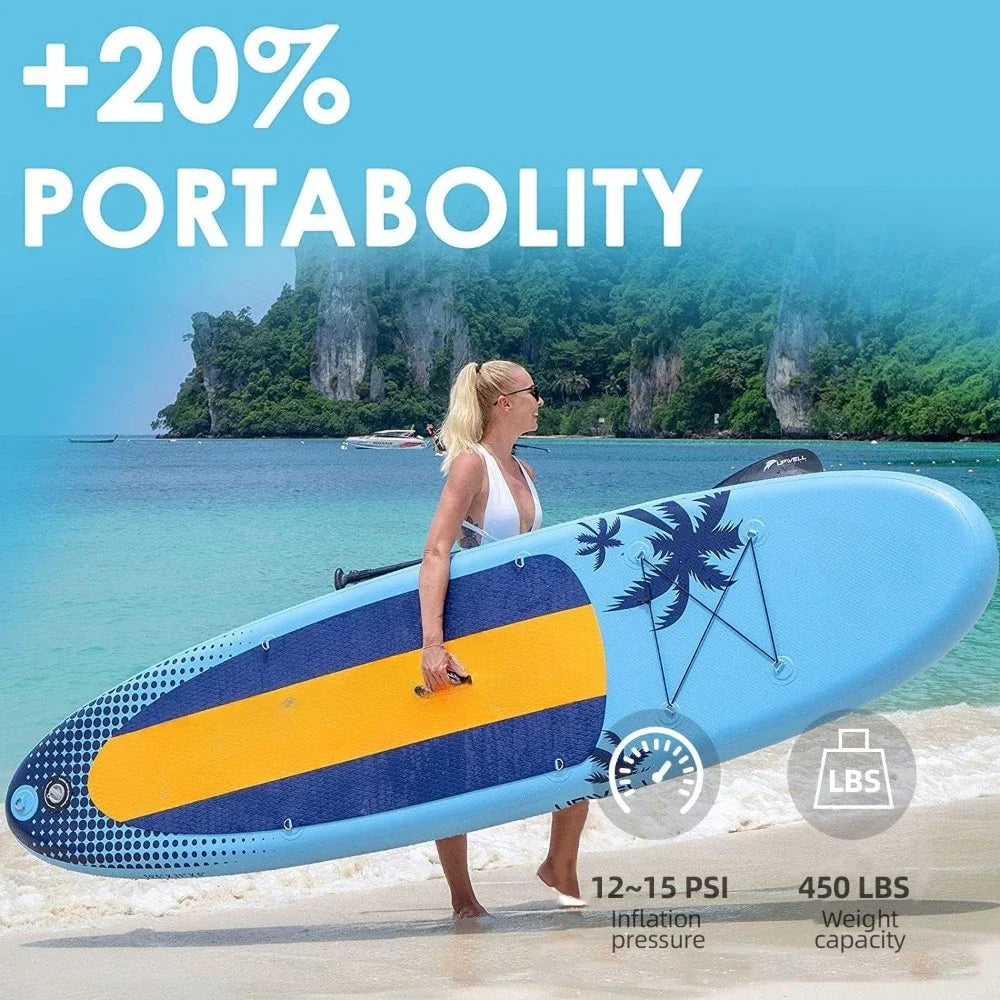 Inflatable Paddle Board, Advanced SUP Accessories, Backpack, 10L Dry Bag, Hand Pump, Fins