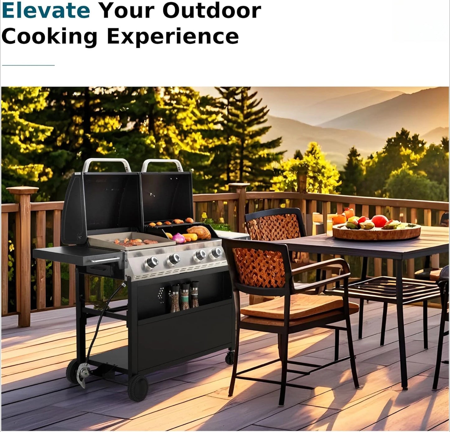 Gas and Charcoal Grill Combo