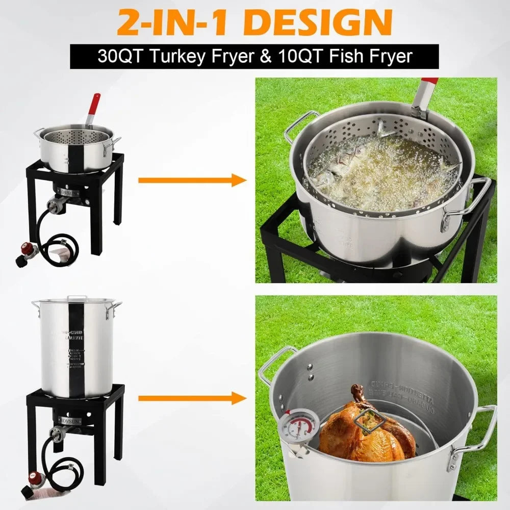 Outdoor Deep Fryer & Seafood Crawfish Boiler 55000BTU Propane Burner,