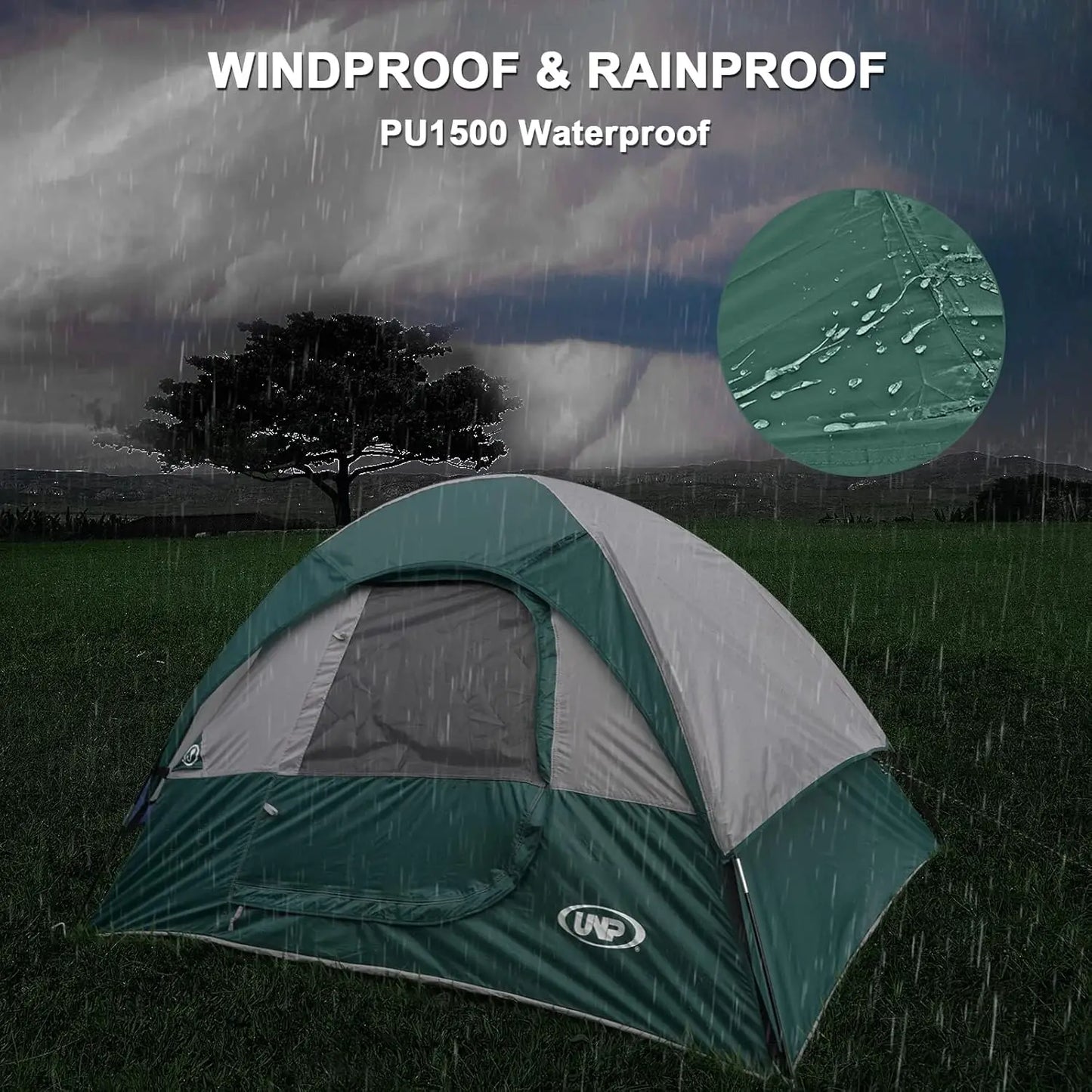 2 Person, Waterproof Windproof Tent with Rainfly and easy set up