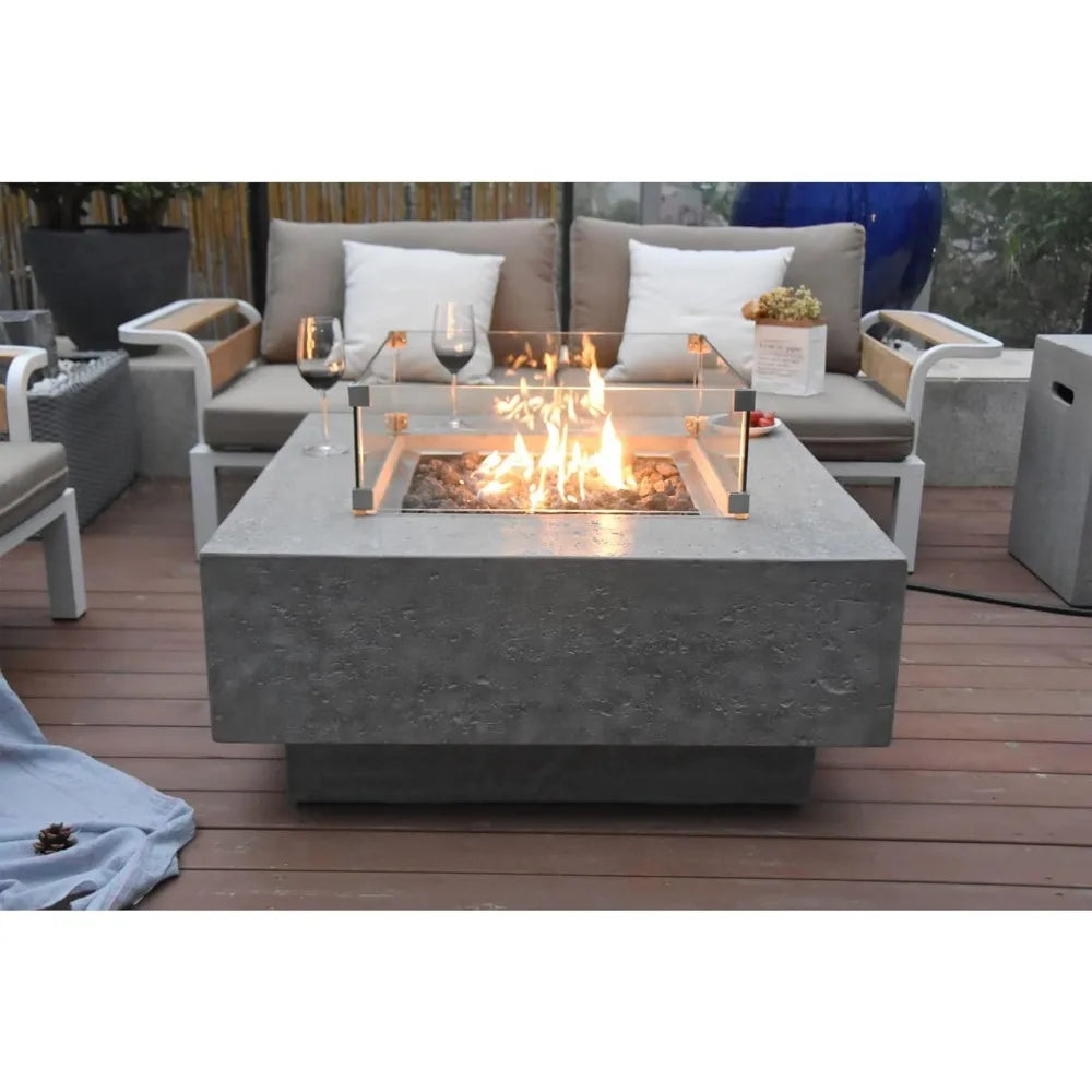 Manhattan Concrete Fire Pit 36" x 36" Includes Lava Rocks