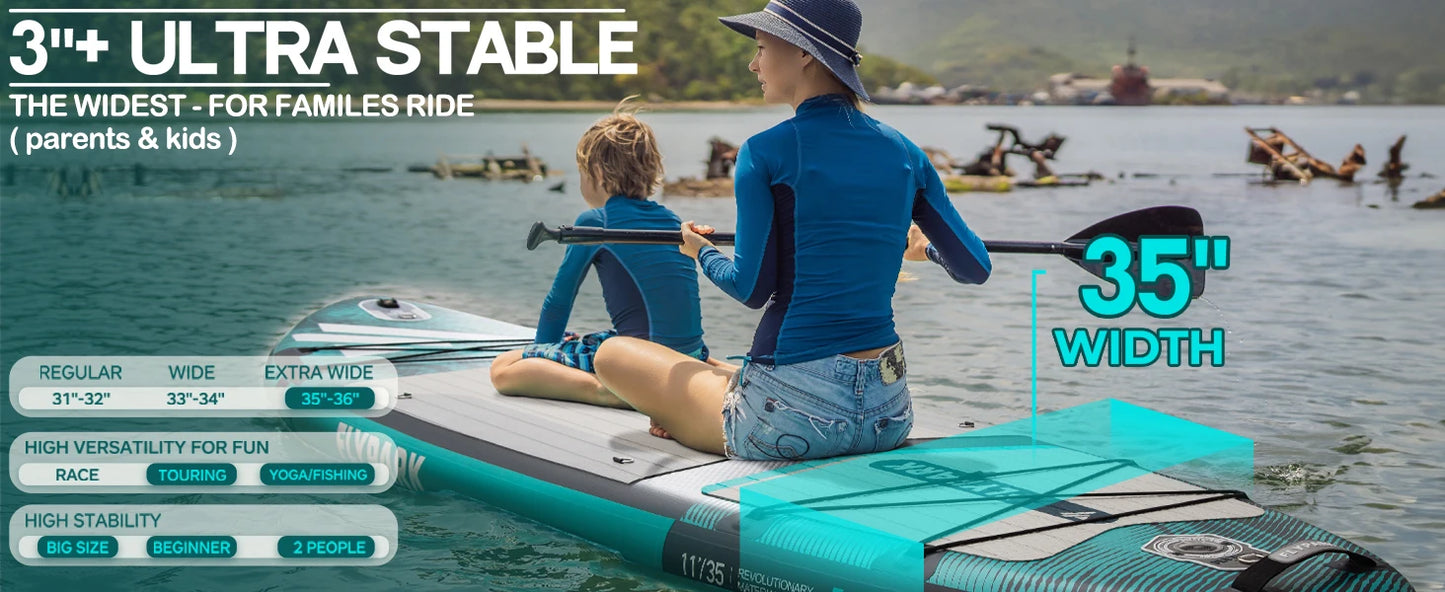Extra Wide SUP Inflatable, Stable Stand-Up Paddle Board
