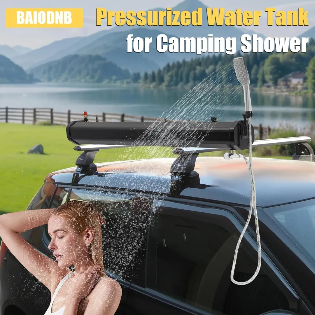 Portable Pressurized Camping Shower - 5L Water Tank with Handheld Showerhead