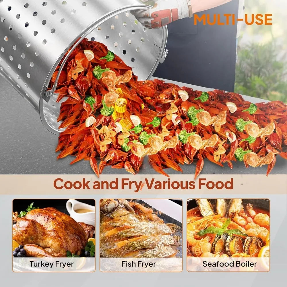 Turkey Fryer with Aluminum Boiler Steamer Basket & 150,000BTU Propane Burner