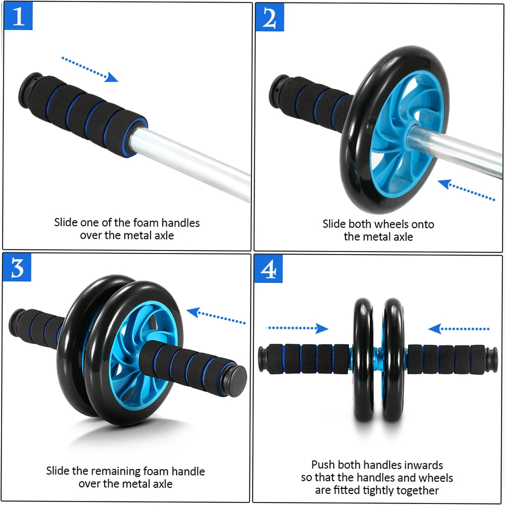 Gym Set No Noise Ab Roller/Jump Rope/Hang Grip, Push ups
