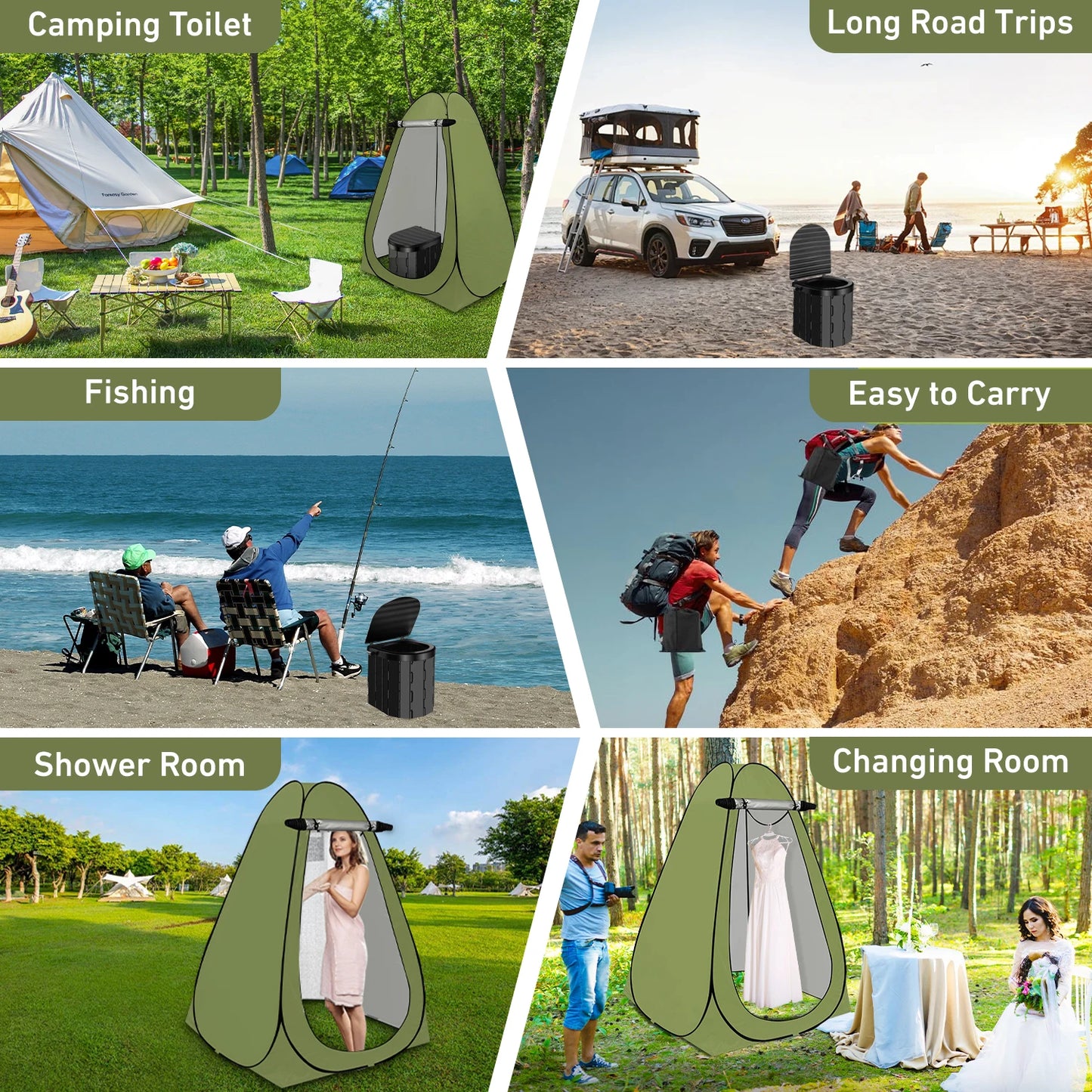 Camping Toilet with 1.5m Pop up Privacy Tent Large