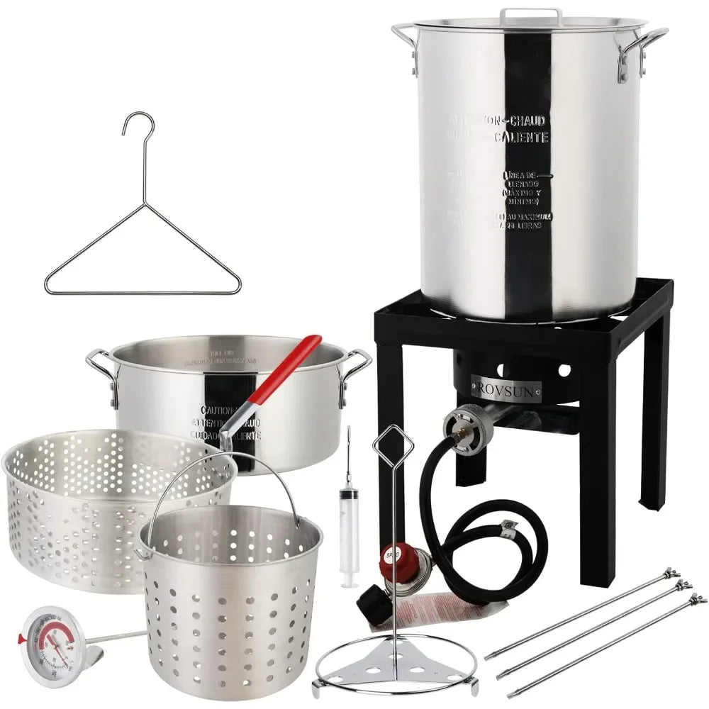Outdoor Deep Fryer & Seafood Crawfish Boiler 55000BTU Propane Burner,