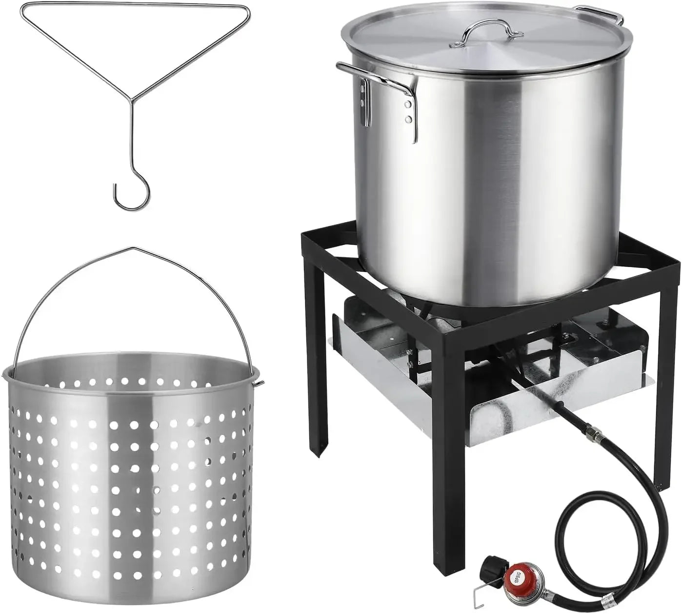 Turkey Fryer with Aluminum Boiler Steamer Basket & 150,000BTU Propane Burner