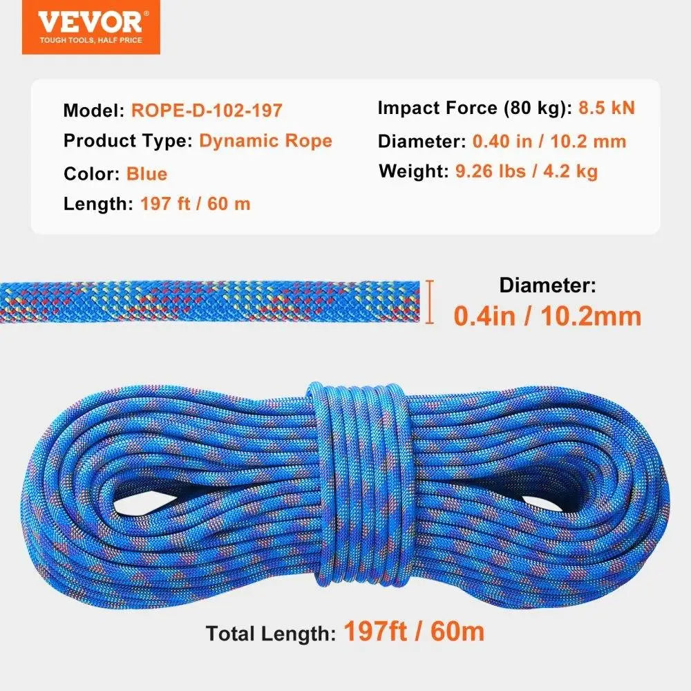 Dynamic Climbing Rope 10.2mm Breaking Tension Fiber Rope