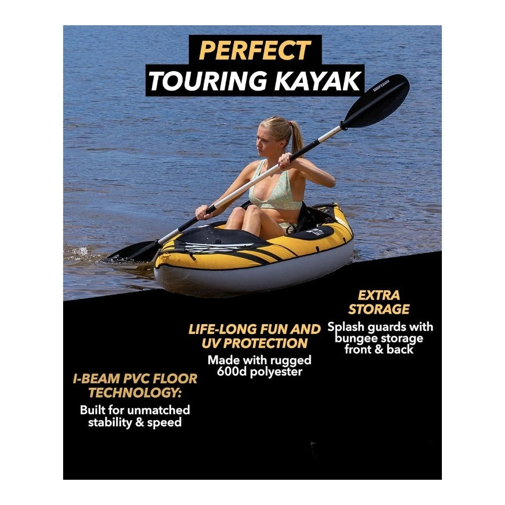 Inflatable Kayak Inflatable 1 and 2 Person Kayaks for Adults with EVA Padded Seats