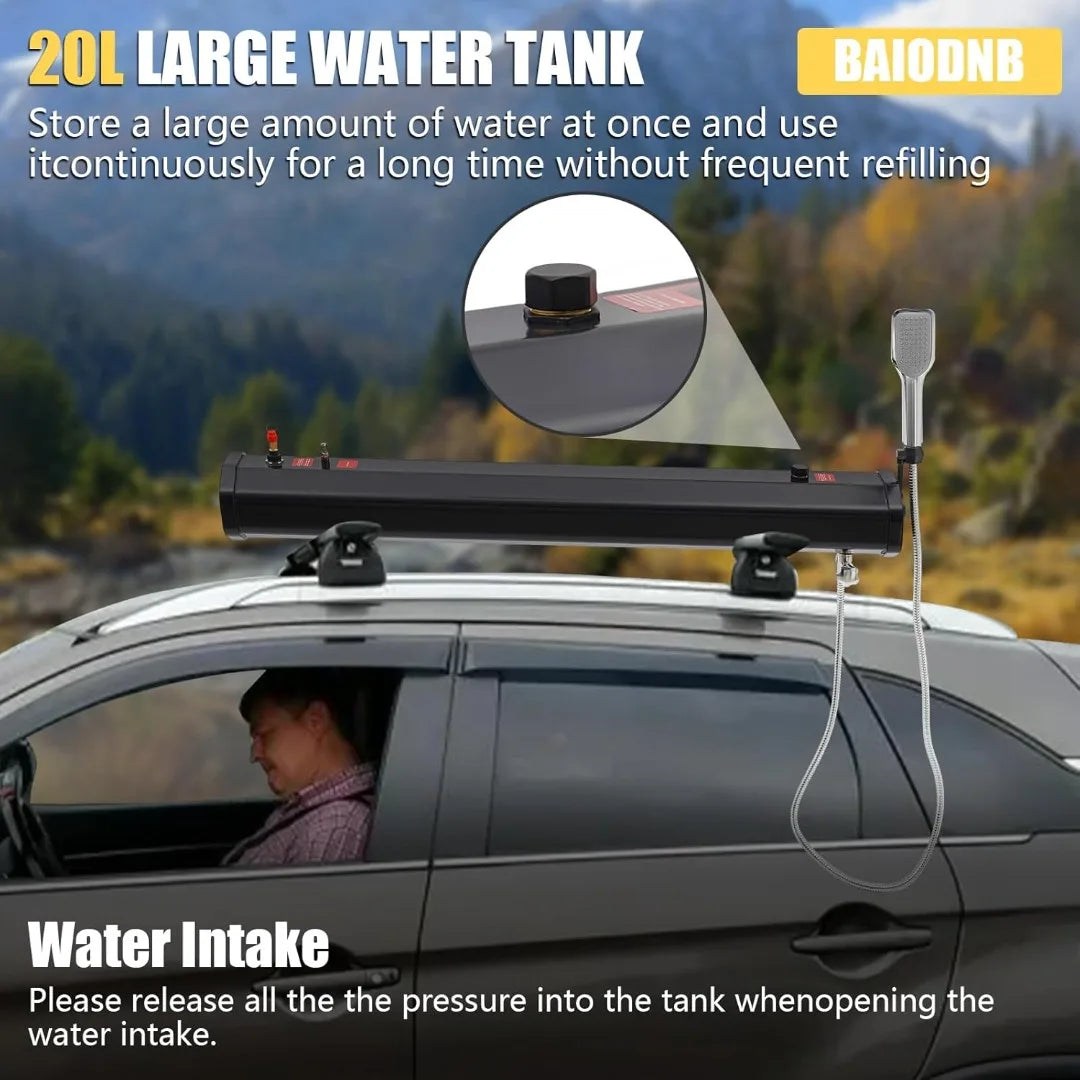 Portable Pressurized Camping Shower - 5L Water Tank with Handheld Showerhead