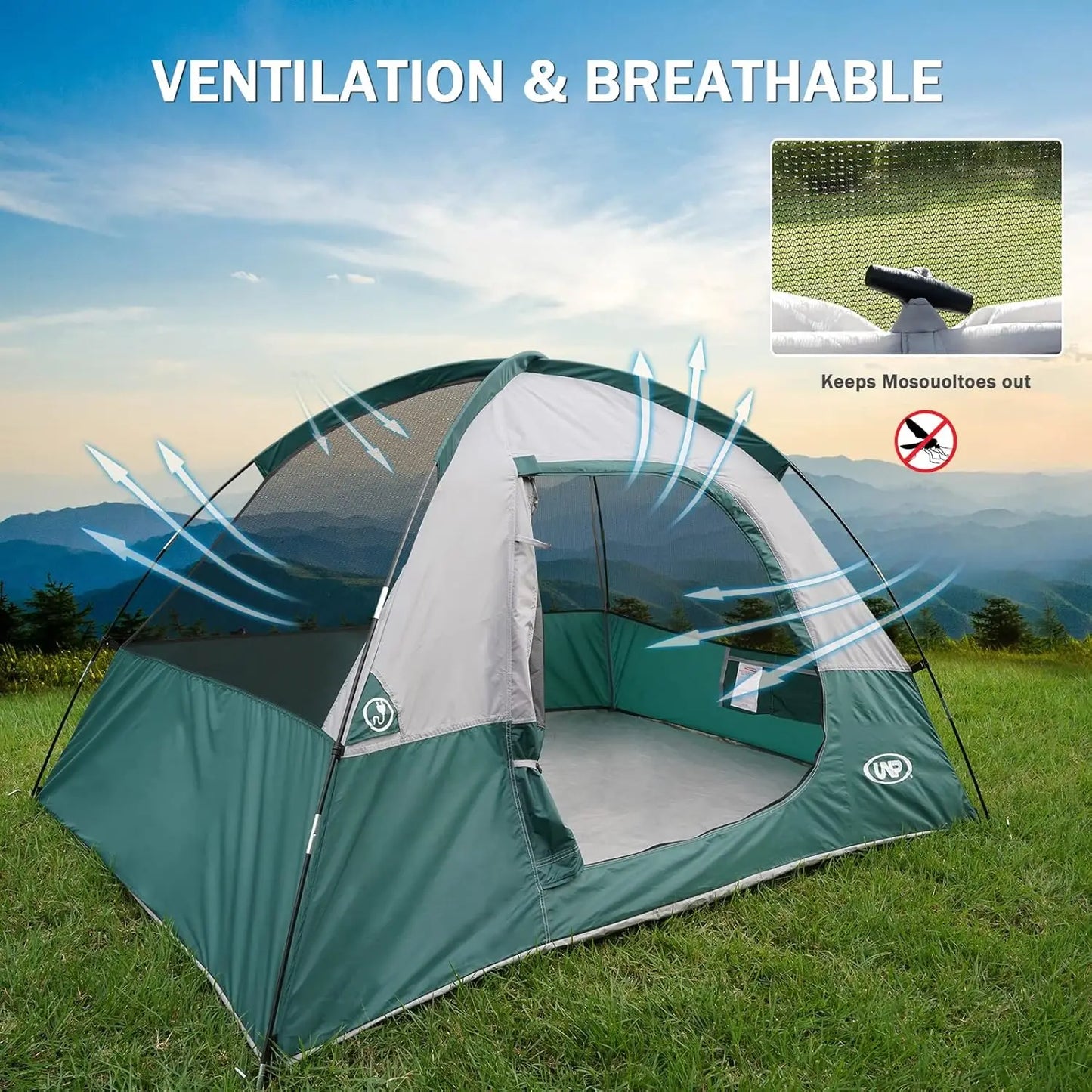 2 Person, Waterproof Windproof Tent with Rainfly and easy set up