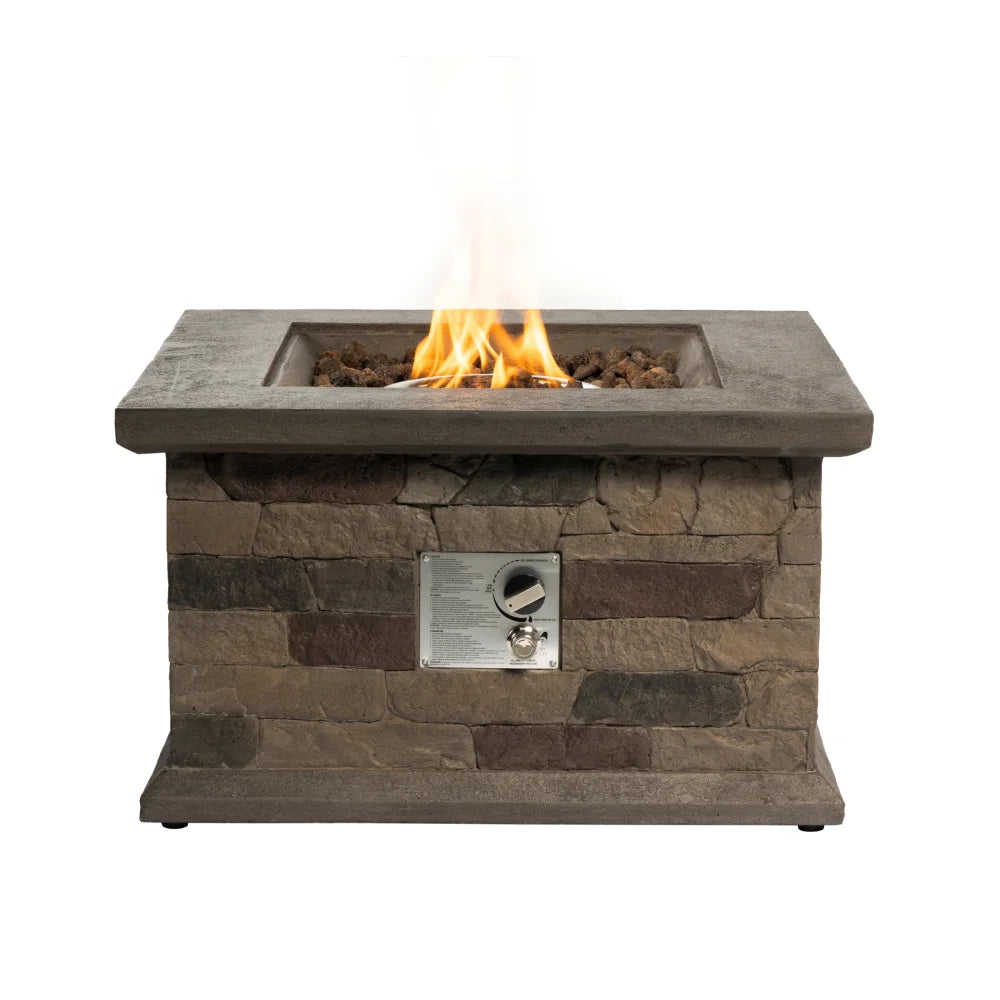 Outdoor Propane Fire Pit Table 28-inch stone look