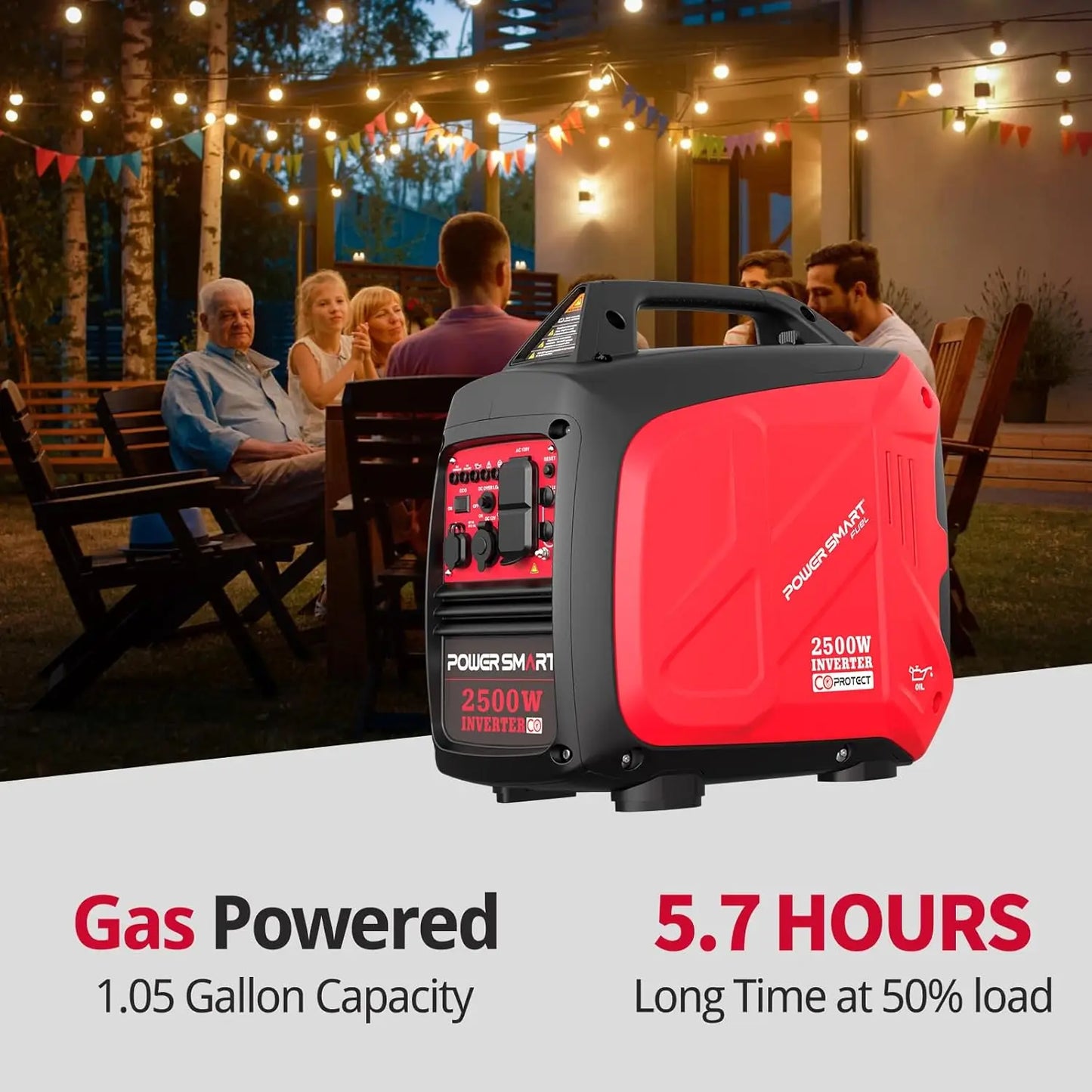 2500-Watt Gas Powered Portable Inverter Generator, super quiet