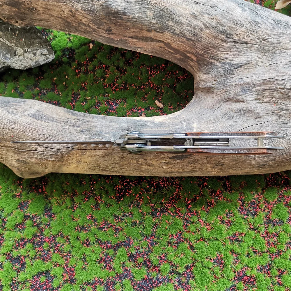 Folding Blade w/ LED light Wooden Handle