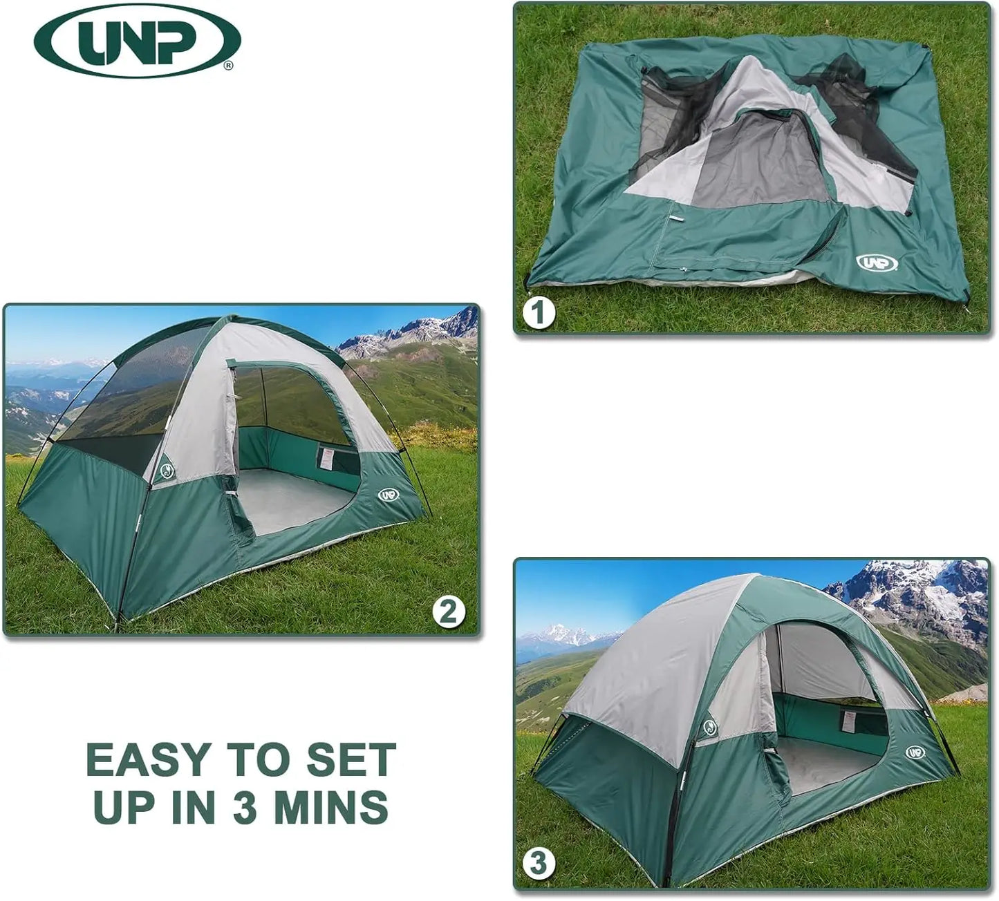 2 Person, Waterproof Windproof Tent with Rainfly and easy set up