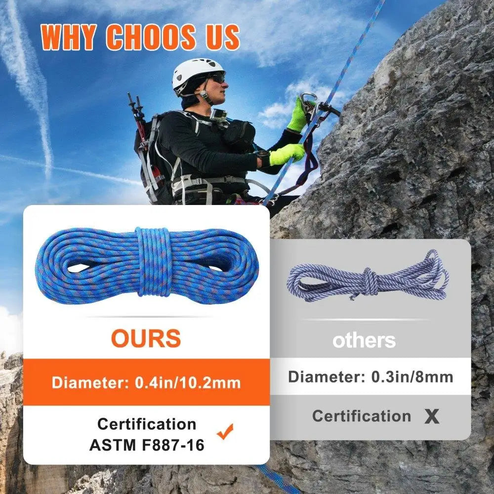 Dynamic Climbing Rope 10.2mm Breaking Tension Fiber Rope