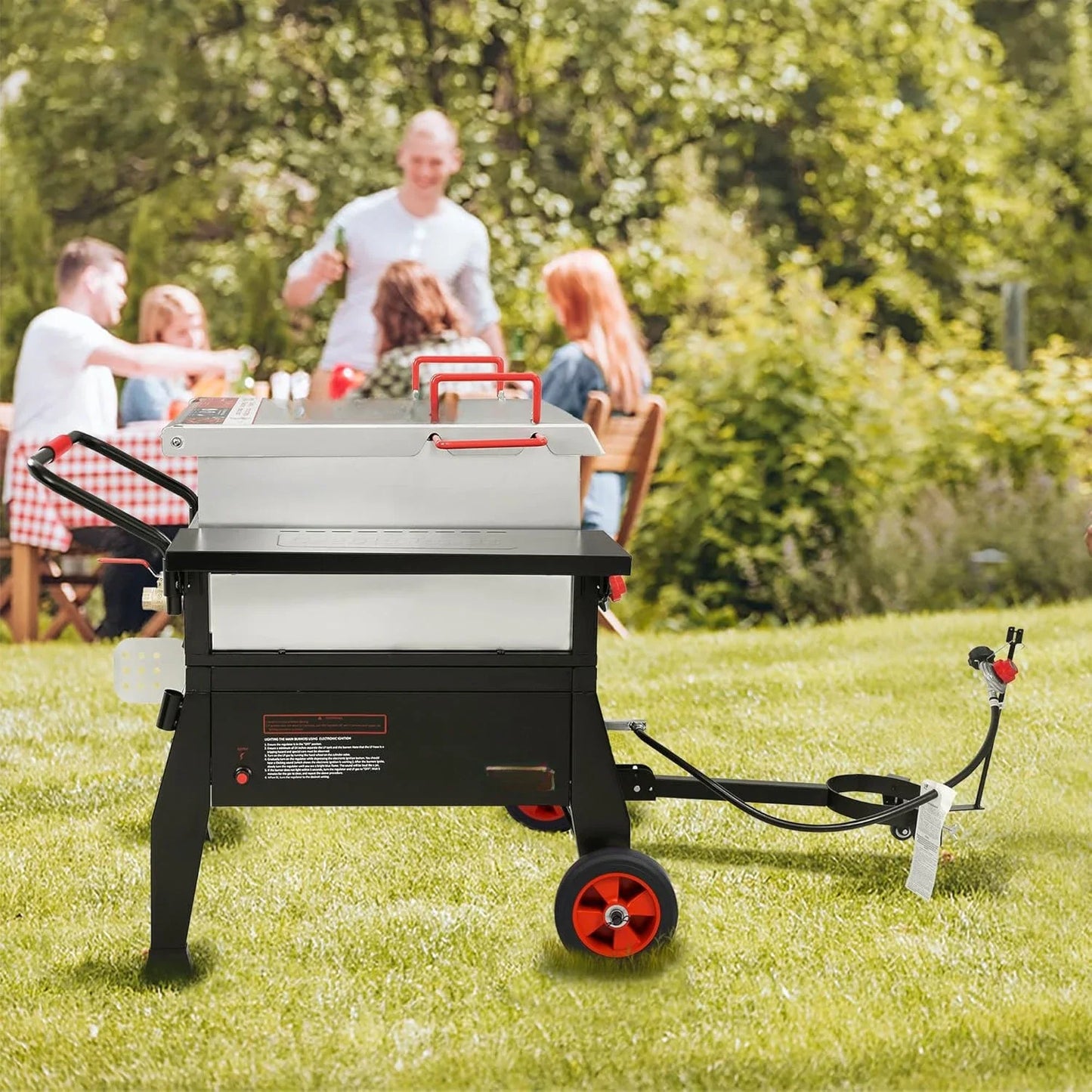 HOME 90QT Crawfish Boiler, Outdoor Single Sack Propane Gas Cooker with Folding Cylinder