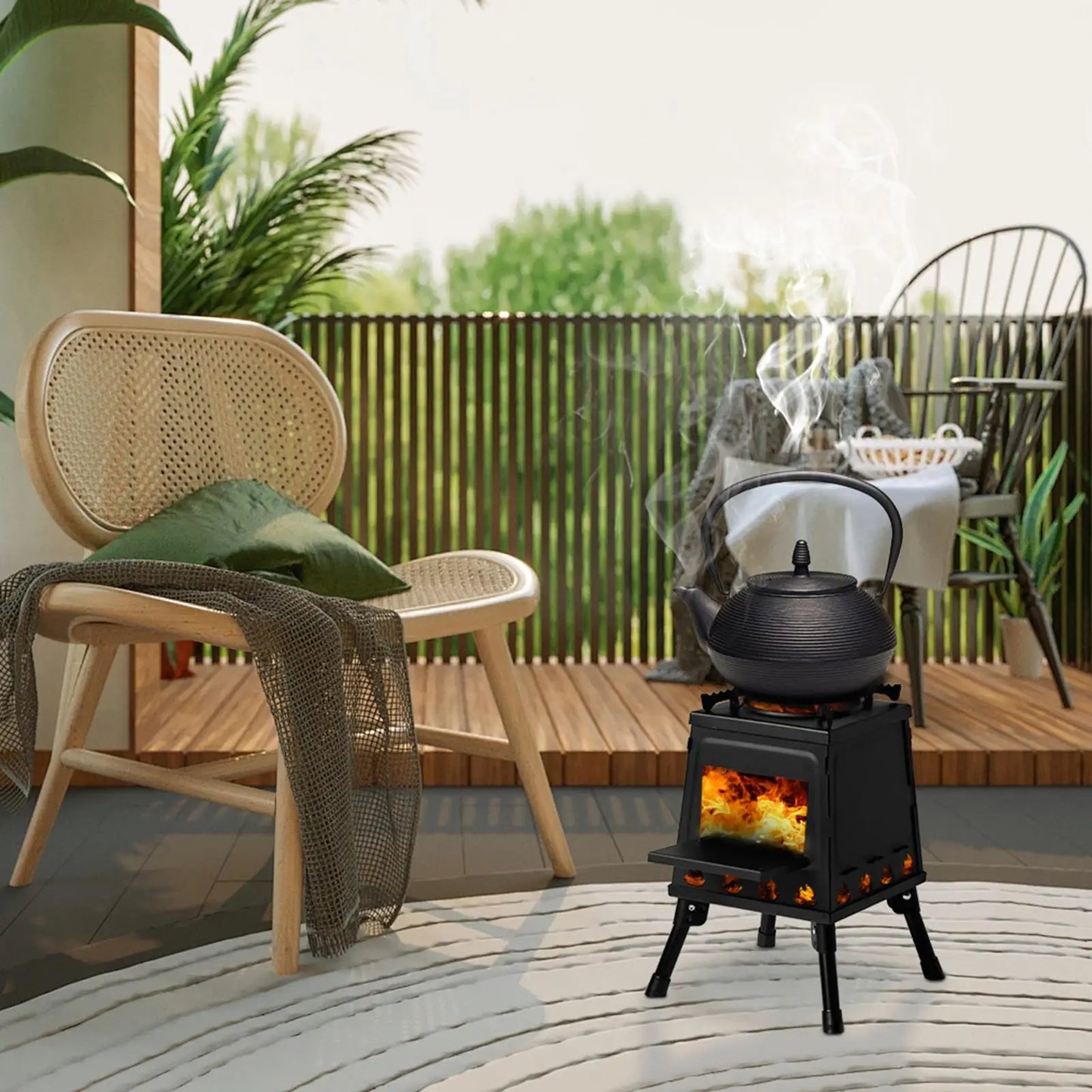 Compact 27x27x34cm Wooden Camping Stove