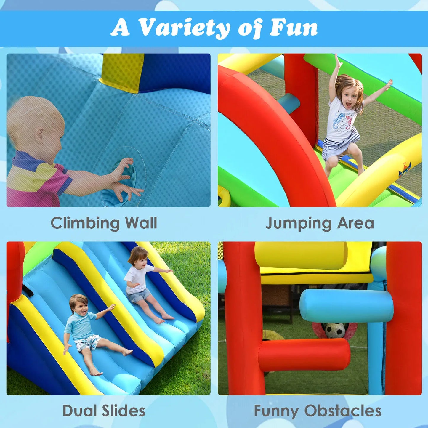 Inflatable Bounce House Kids Bouncy Jumping Castle w/ Dual Slides Without Blower