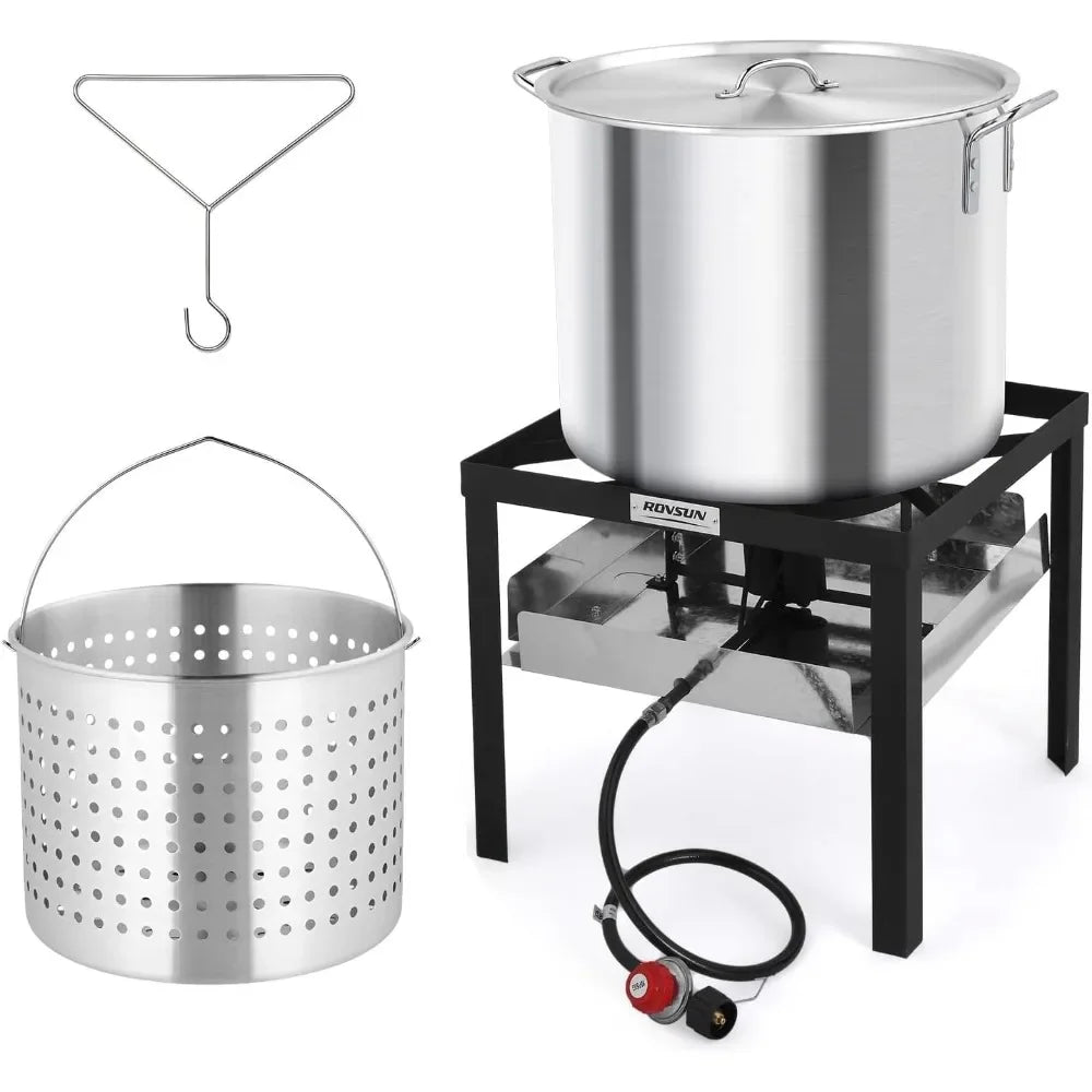Turkey Fryer with Aluminum Boiler Steamer Basket & 150,000BTU Propane Burner