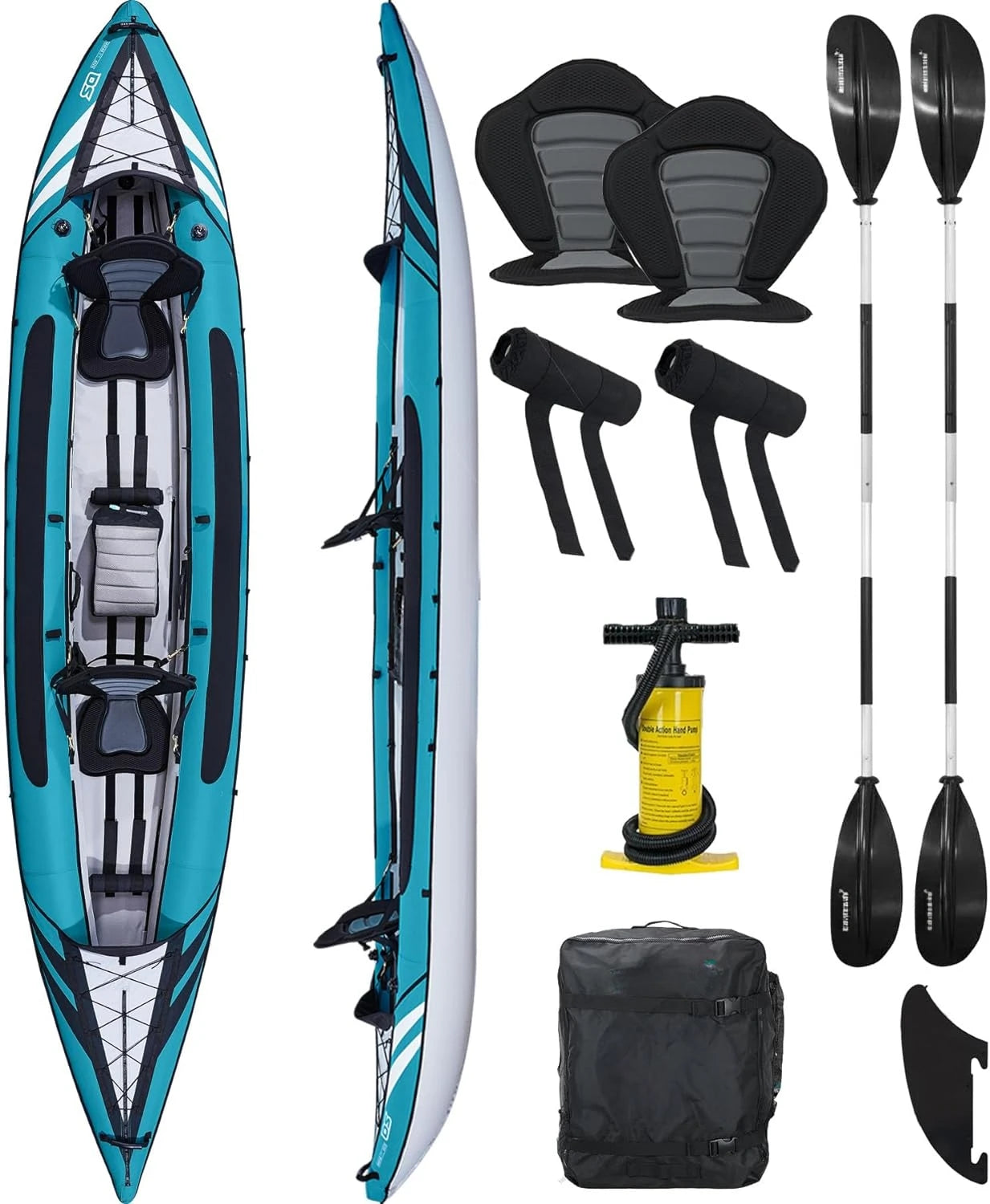 Inflatable Kayak Inflatable 1 and 2 Person Kayaks for Adults with EVA Padded Seats