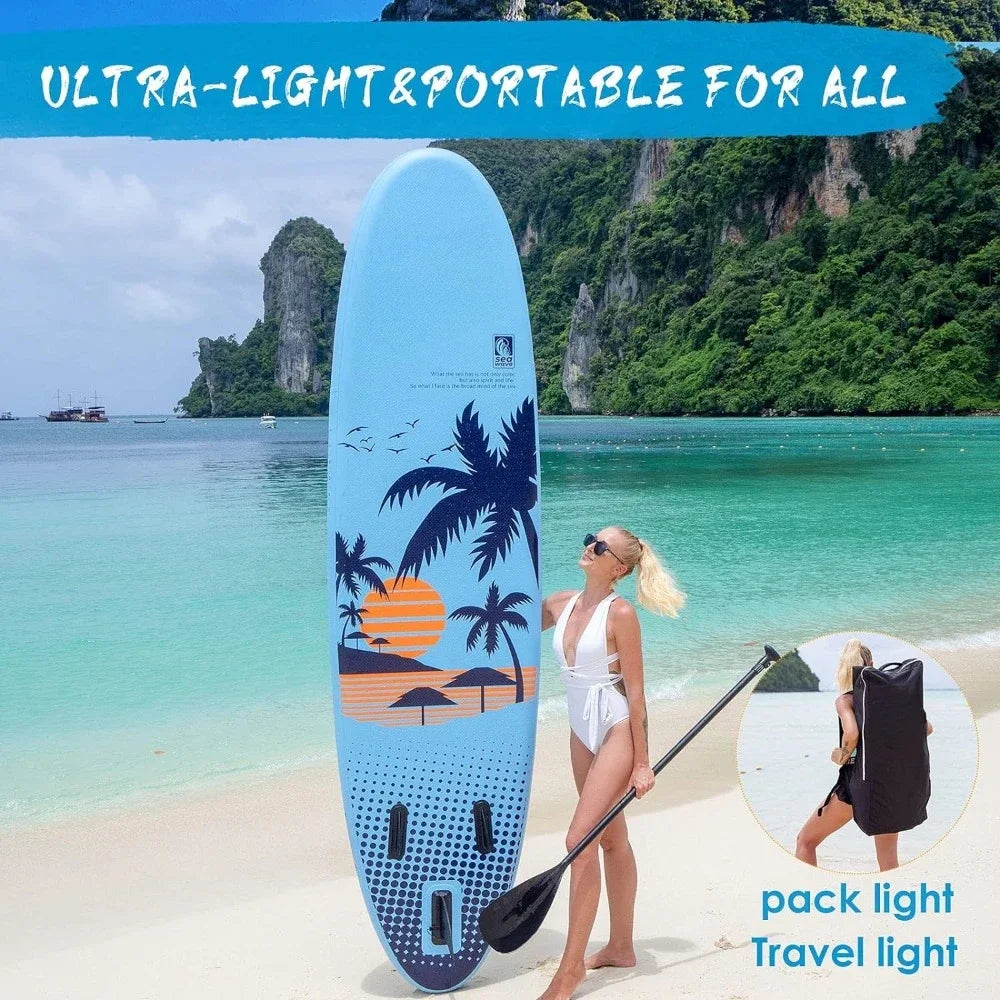 Inflatable Paddle Board, Advanced SUP Accessories, Backpack, 10L Dry Bag, Hand Pump, Fins