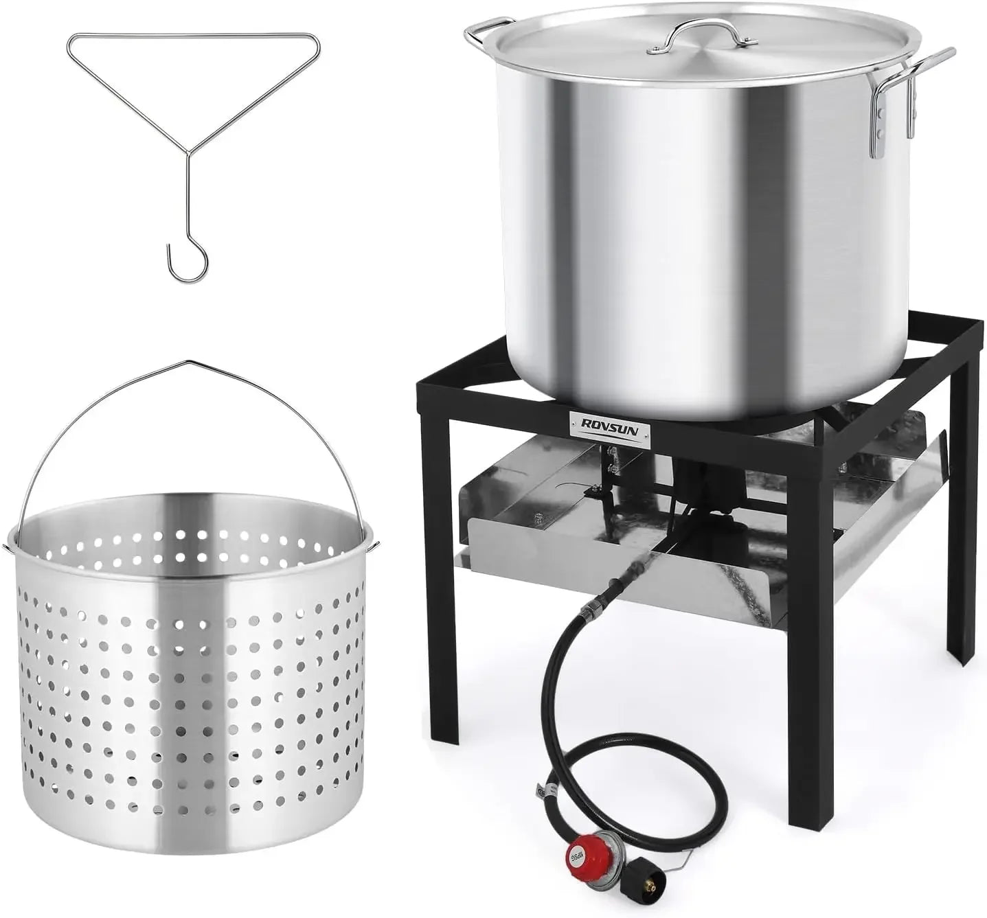 Turkey Fryer with Aluminum Boiler Steamer Basket & 150,000BTU Propane Burner