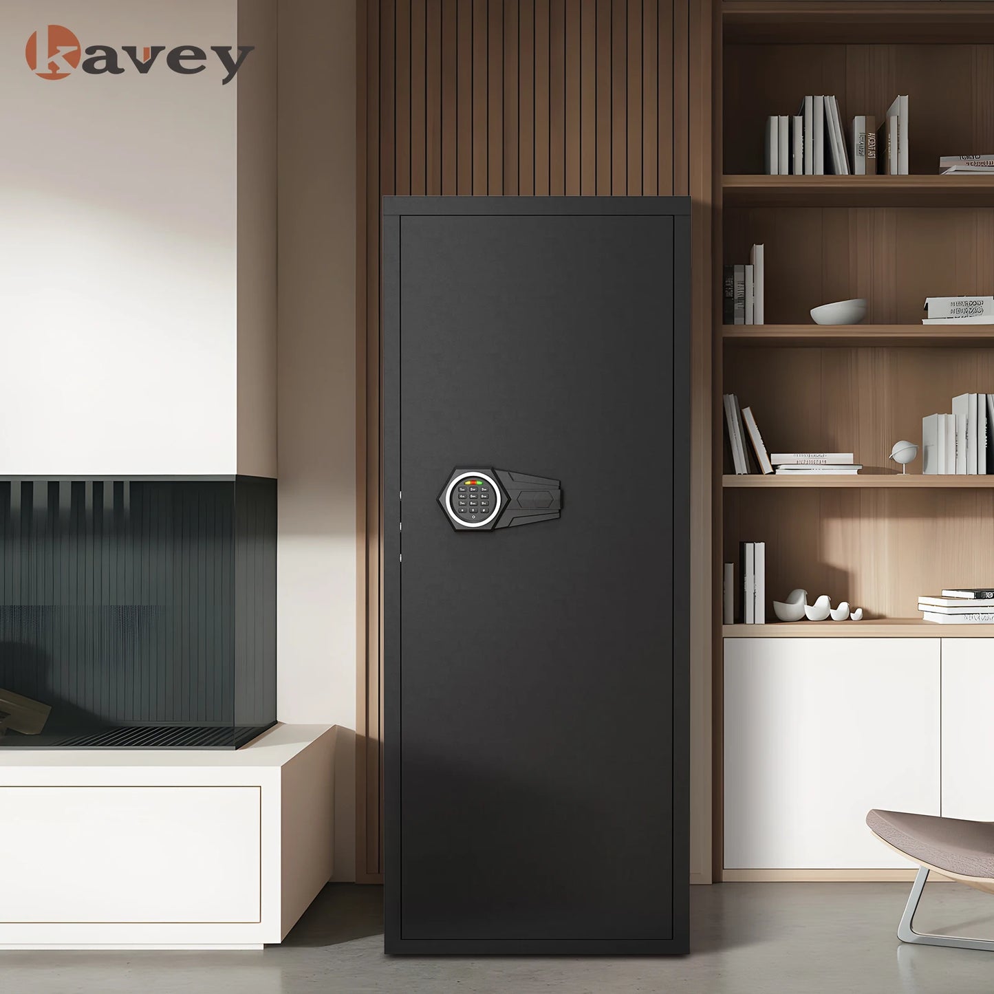 kavey Gun Safe with Removable Shelf and 3 Magnetic Gun Slots