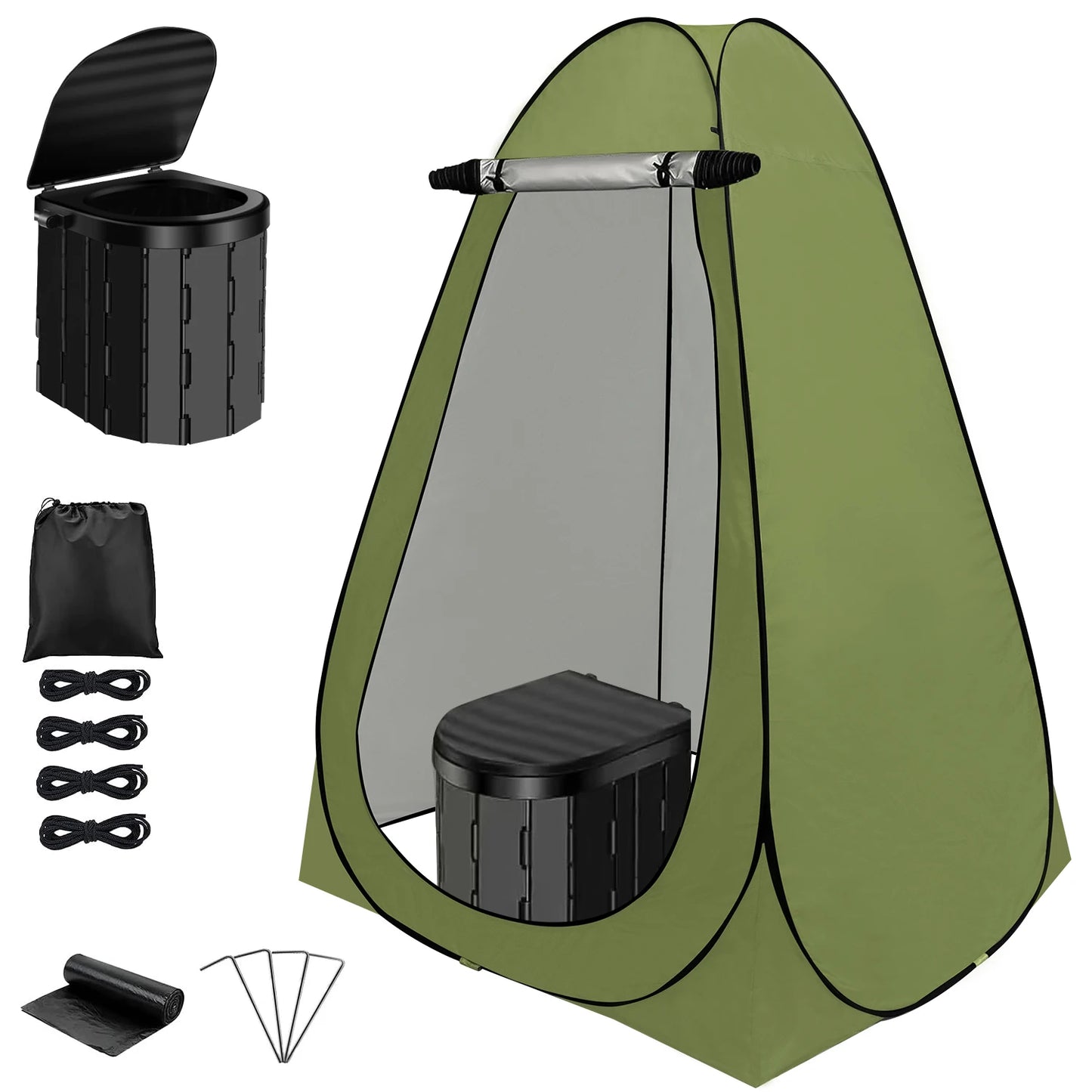 Camping Toilet with 1.5m Pop up Privacy Tent Large