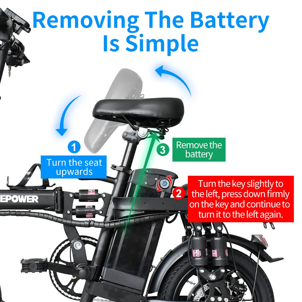 Foldable Electric Bike for Adults, 400W Motor