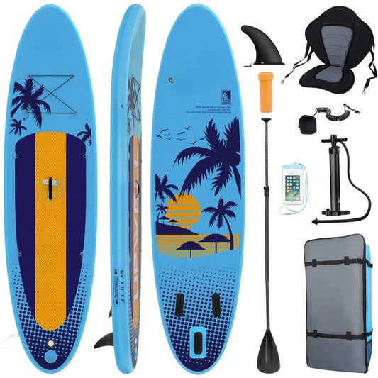 Inflatable Paddle Board, Advanced SUP Accessories, Backpack, 10L Dry Bag, Hand Pump, Fins