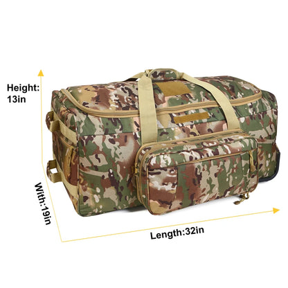 Large Capacity Military Tactical Travel Bag Wheeled Deployment