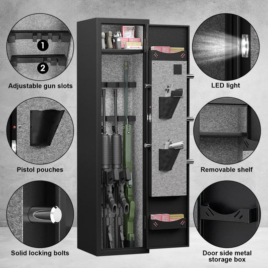 3 Gun Safe, Quick Access Rifle Gun Safe with Silent Mode and Alarm System